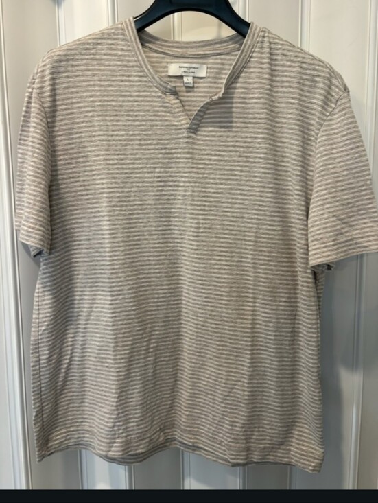 Banana Republic Other - Banana Republic Beige and White Striped Short-Sleeve Henley
